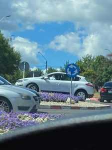 sens giratoriu 1 - S-a urcat pe sensul giratoriu din Războieni în timpul examenului auto!