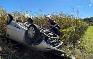 masina rasturnata merisani 1 - Autoturism răsturnat în Merișani