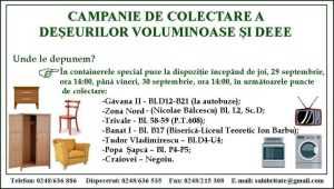 Pe 30 septembrie are loc campania de colectare a deșeurilor voluminoase și DEEE! 1 colectare