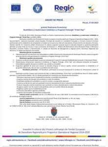 Anunț privind finalizarea proiectului reabilitare și modernizare Gradinița cu Program Prelungit „Primii Pași” 1 grădinița