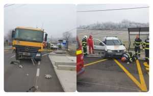 accident buzoiesti - Impact între un autoturism și o autoutilitară! Un bărbat a ajuns la spital