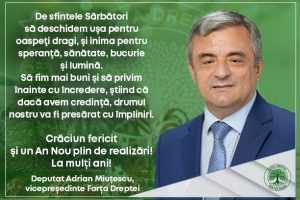 Adrian Miutescu felicitare - Deputat Adrian Miuțescu, vicepreședinte Forța Dreptei: Crăciun fericit şi un An Nou plin de realizări! La mulți ani!