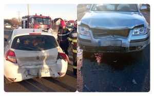 accident bradu - Impact între două autoturisme! 3 persoane rănite