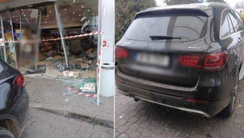 mercedez accident benzinarie peco magazin