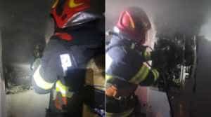 atm foc incendiu pompieri - Au încercat să spargă un ATM-ul și au generat un incendiu!