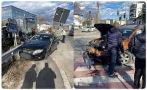 accident pit - (VIDEO) Duminica accidentelor! A ajuns cu mașina într-un indicator