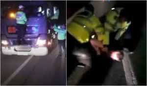 sofer ucrainean beat dat jos politie bacau 822251 - Șofer ucrainean beat care transporta 30 de tone de combustibil - dat jos cu forța de agenții de poliție