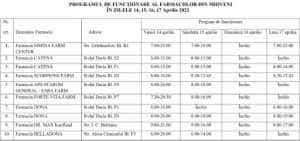 MIOVENI. Programul farmaciilor în perioada sărbătorilor pascale 1 program farmacii Mioveni