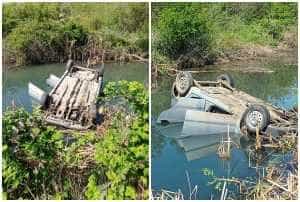 page 1 - Maşină înregistrată în Argeș căzută în canalul colector, la ieşirea din Slatina