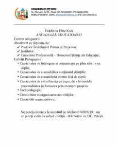 Grădinița Elite Kids își mărește echipa! Angajează educatoare! 1 Elite Kids angajeaza