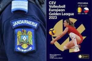 meci volei - Jandarmii argeșeni, prezenți la meciul internațional de volei feminin, Golden League, dintre România și Cehia