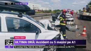 Carambol cu cinci mașini pe A1! Un copil de 5 ani a ajuns de urgență la spital 1 accident a1 - Carambol cu cinci mașini pe A1! Un copil de 5 ani a ajuns de urgență la spital