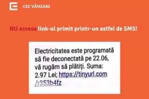 O nouă metodă de fraudare prin SMS. CEZ Vânzare nu utilizează link-uri pentru efectuarea plății 30 Sursă foto: CEZ Vanzare