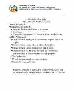 Grădinița Elite Kids își mărește echipa. Angajează EDUCATOARE! 2 angajare elit kids - Grădinița Elite Kids își mărește echipa. Angajează EDUCATOARE!