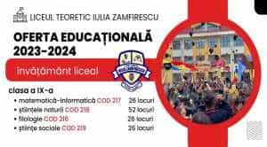 2. Oferta educationala - Bun venit în liceu! Oferta educațională pentru Liceul Teoretic "Iulia Zamfirescu" Mioveni 2023-2024