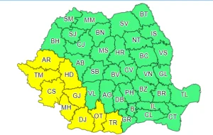 Cod galben de ploi și vijelii anunțat de ANM. Află care sunt zonele vizate 1 ANM cod galben