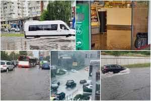 page - (VIDEO) Vremea a făcut prăpăd în Pitești! Mașini sub ape și benzinărie inundată