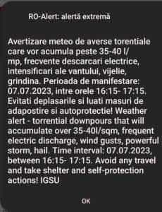 Cod portocaliu de ploi torențiale în Mioveni. S-a emis mesaj RO-Alert 1 b8091b2b 1b46 4501 9987 69b92f0bb9a5 - Cod portocaliu de ploi torențiale în Mioveni. S-a emis mesaj RO-Alert