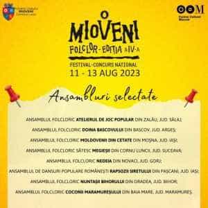 Festivalul-Concurs Național de Folclor Mioveni 2023. Lista ansamblurilor selectate! 2 la Mioveni