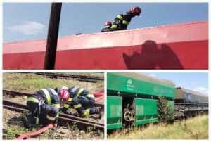page - Incendiu la un vagon cu 25 de tone de cărbune în Gara Golești