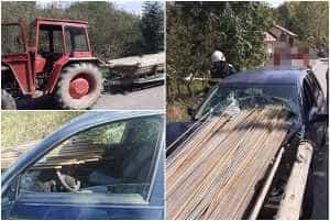 page 1 - Accident între un tractor și o mașină la Cetățeni! Un tânăr de 24 de ani a ajuns la spital
