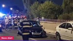 carambol accident noapte - Accident cu 16 mașini și un microbuz lângă București!