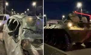 accident tab armata iasi 865682 - La un pas de tragedie! Mașina unei femei a fost strivită de un TAB al Armatei Române