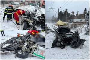 page 3 - Mașină lovită de două trenuri, în Bușteni. Trei persoane au ajuns la spital