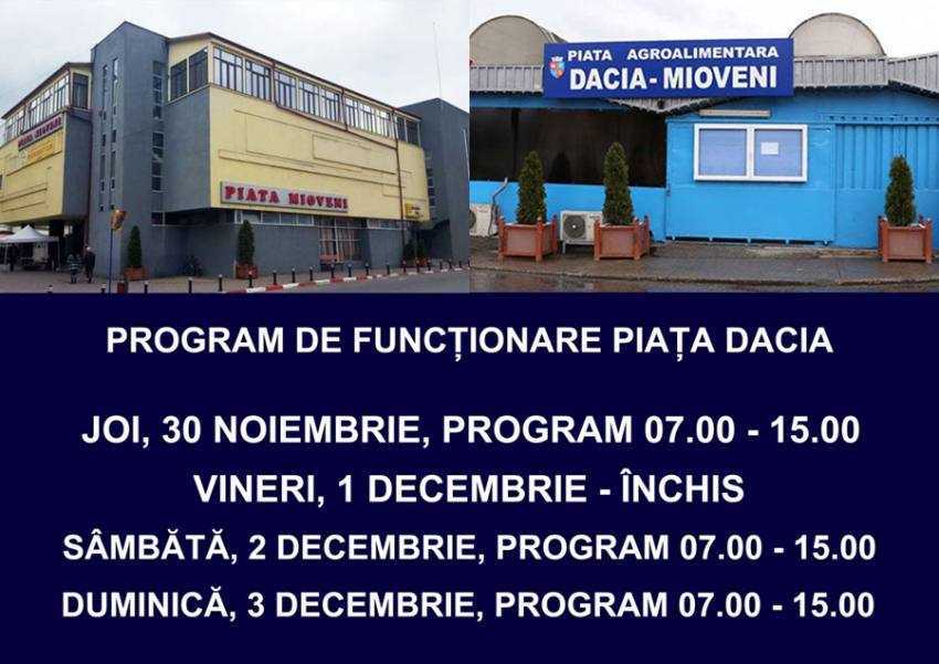piata mioveni program 1 decembrie Sursă foto: Facebook Primăria orașului Mioveni.
