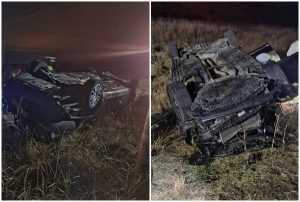 page - Accident grav la Căteasca! Mașină răsturnată în afara părții carosabile