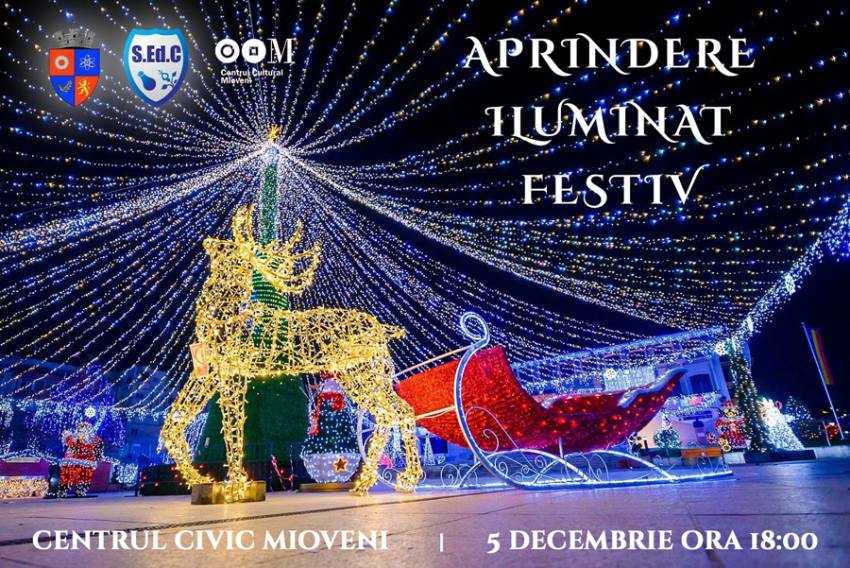 mioveni se aprind luminile Sursă foto: Facebook Primăria Orașului Mioveni.