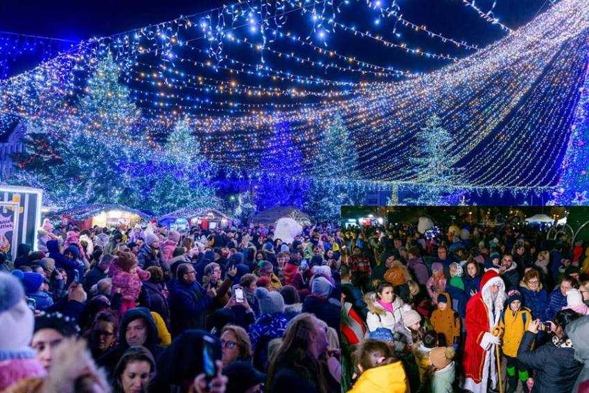 Regal de culoare și lumini. S-a aprins iluminatul festiv la Mioveni 1 Sursă foto: Facebook Primăria Orașului Mioveni.
