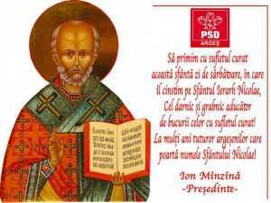 psd arges sf nicolae - Ion Mînzînă: ”La mulți ani tuturor argeșenilor care poartă numele Sfântului Nicolae!”