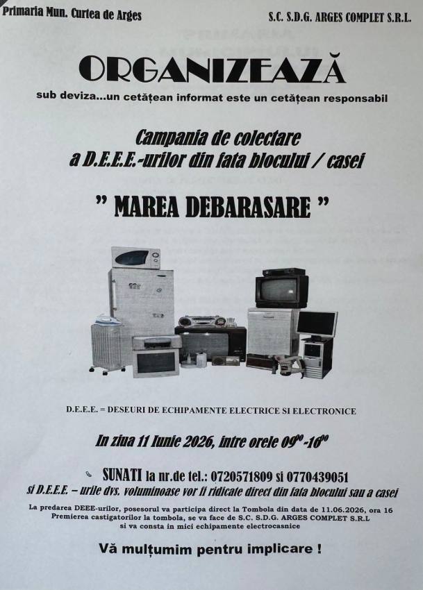 720959823 1173913659136706 4897573598155506316 n - O nouă campanie de colectare a deșeurilor electrice și electronice la Curtea de Argeș