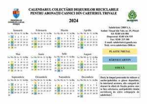 Graficul de colectare a deșeurilor reciclabile pentru abonații casnici din cartierul Trivale, 2024! 4 Sursă foto: Facebook Primăria Municipiului Pitești.