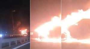 incendiu - O mașină a luat foc în mers, pe autostradă!