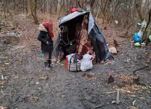 persoane fara adapost - În plină iarnă, 8 persoane locuiau în pădure, în adăposturi improvizate