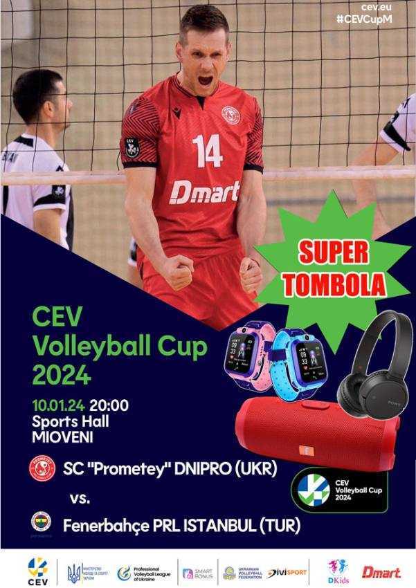 Meci de volei european la Sala Sporturilor Mioveni. Prometey Dnipro întâlnește Fenerbahce Istambul 1 Sursă foto: Facebook Primaria Orasului Mioveni