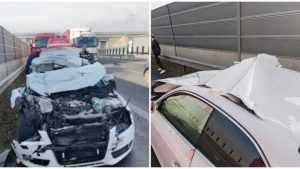 accident 2 - Accident grav pe A1! Un șofer a intrat cu mașina într-un camion!