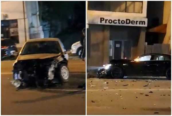 page 1 - (VIDEO) Impact violent între două mașini, în Pitești!
