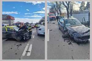 Accident pe strada Nicolae Dobrin din Pitești! Bărbat transportat la spital! 1 accident Pitești