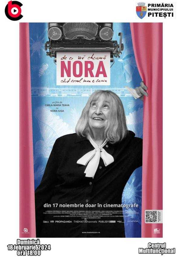 Filmul „De ce mă cheamă Nora, când cerul meu e senin” - reproiectat AZI la Pitești 1 afis film 18-februarie-2024