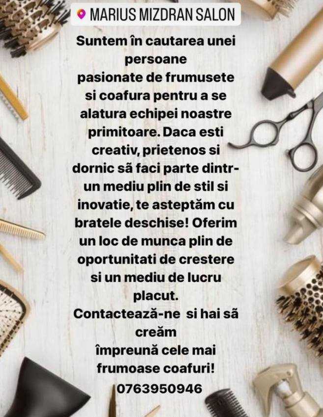 Ești pasionat de frumusețe și coafură? Alătură-te echipei Marius Mizdran Salon! 1 salon job