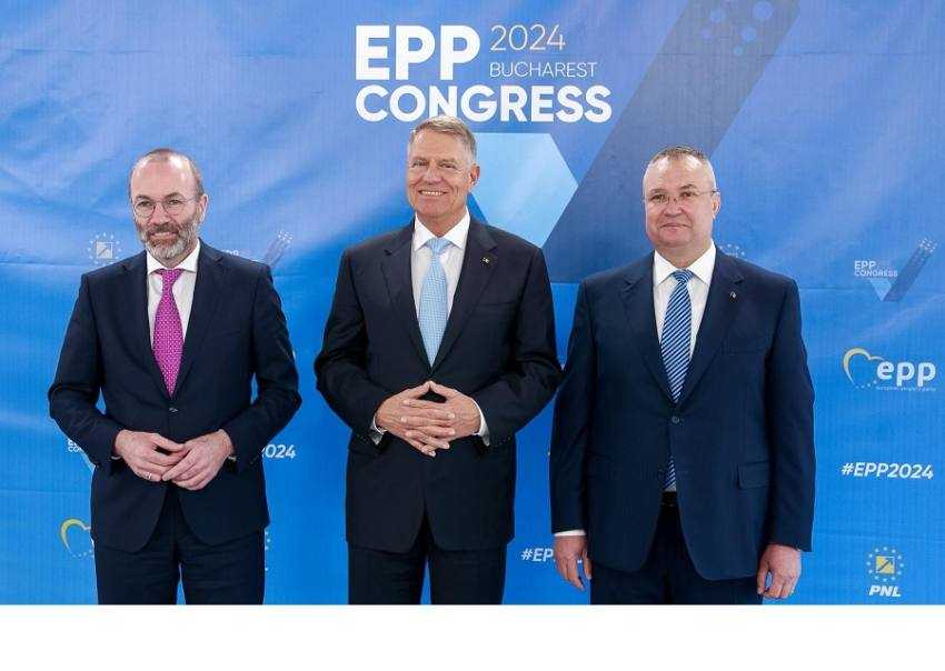 Manfred Weber, KJl;aus Iohannis si Nicxolae Ciuca Sursă foto: PNL