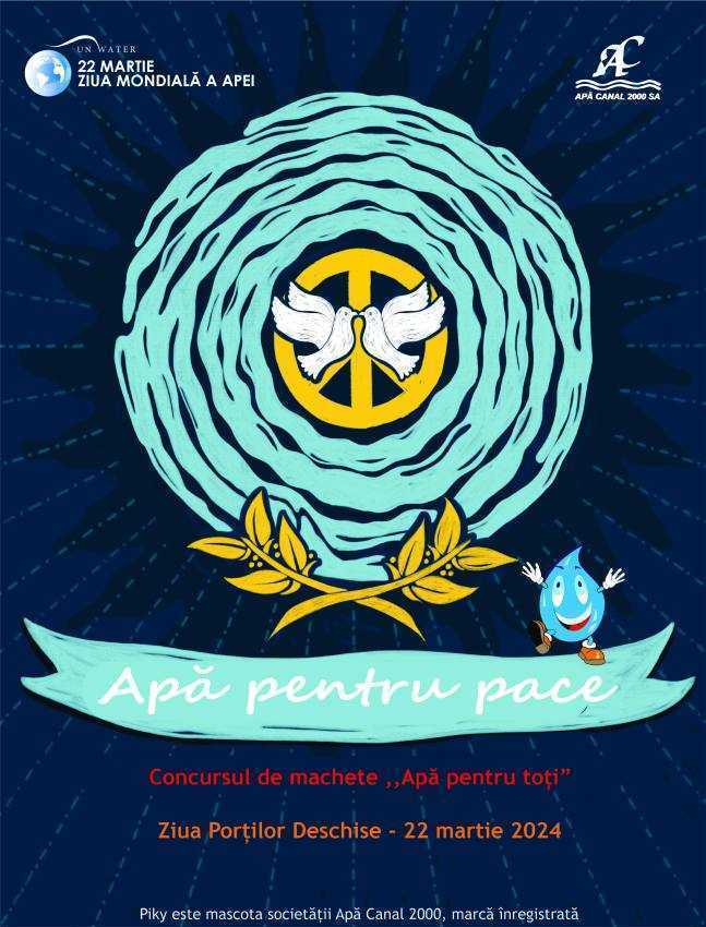 Ziua Mondială a Apei aniversată de societatea Apă Canal 2000 SA Pitești 1 poster ZMA 2024 apa
