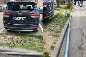 page - Pitești: Un stâlp de iluminat a căzut peste o mașina parcată