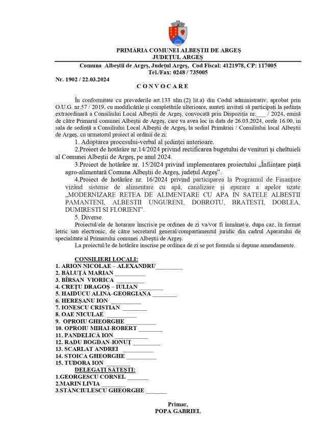 Albeștii de Argeș sedinta 