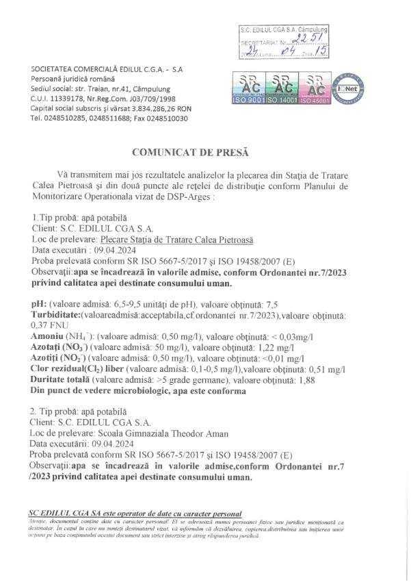 rezultat apa Câmpulung 