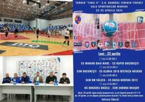 Opt echipe se întrec la Mioveni. A început Turneul Final de Handbal Feminin al Campionatului Național de Tineret 15 Sursă foto: Facebook Primăria Orașului Mioveni.