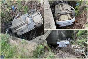 page - (VIDEO) S-a răsturnat cu mașina într-un râu din Stoenești. Șoferul, un tânăr de 18 ani, se uita după vaci